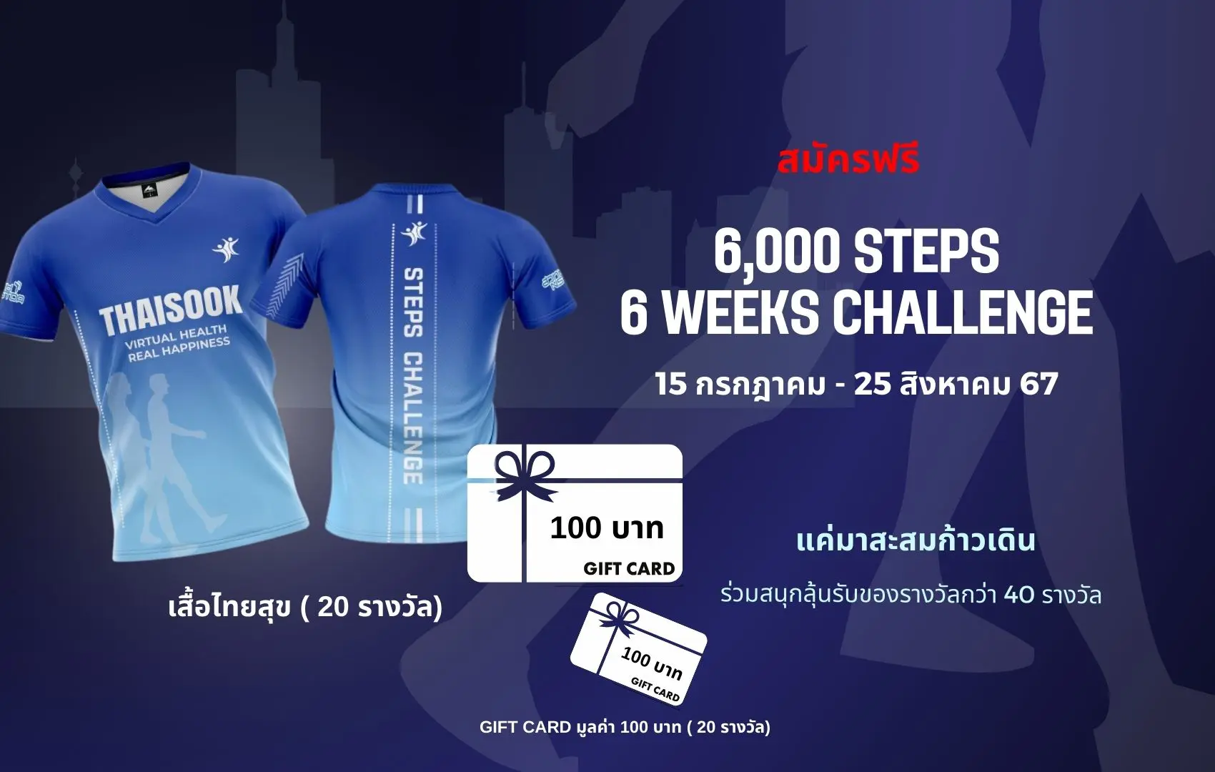 6,000 steps 6 weeks challenge SS2 /15 กรกฎาคม – 25 สิงหาคม 67